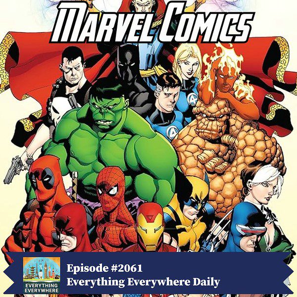 Marvel Comics superheroes including Hulk, Iron Man, and Deadpool in a vibrant group pose.