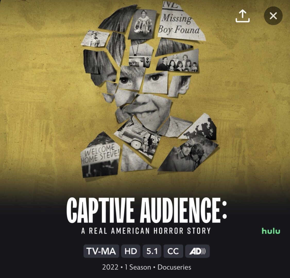 Documentary poster showing a child's fragmented face and title 'Captive Audience'.